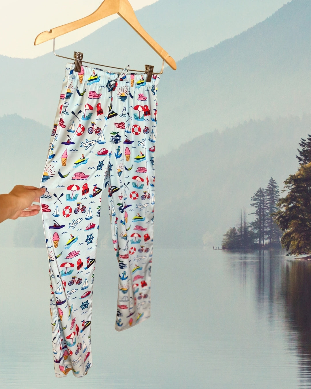 Nautical Dreams Satin Pajamas Pants Set by Angelika Gale (Cancer Survivor)