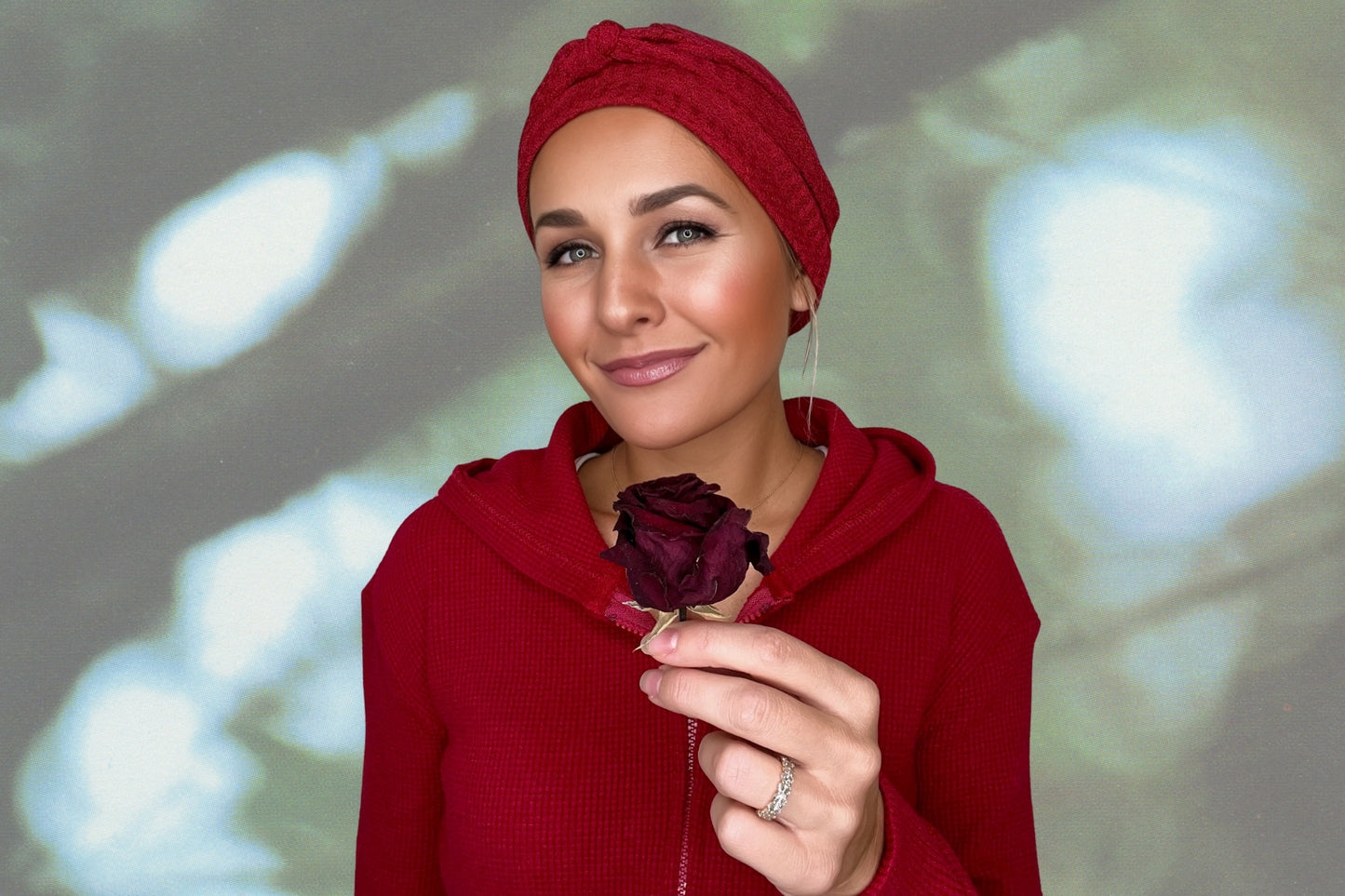 Crimson Courage - Wrapped in Strength Head Scarf by Angelika Gale (Cancer Survivor)