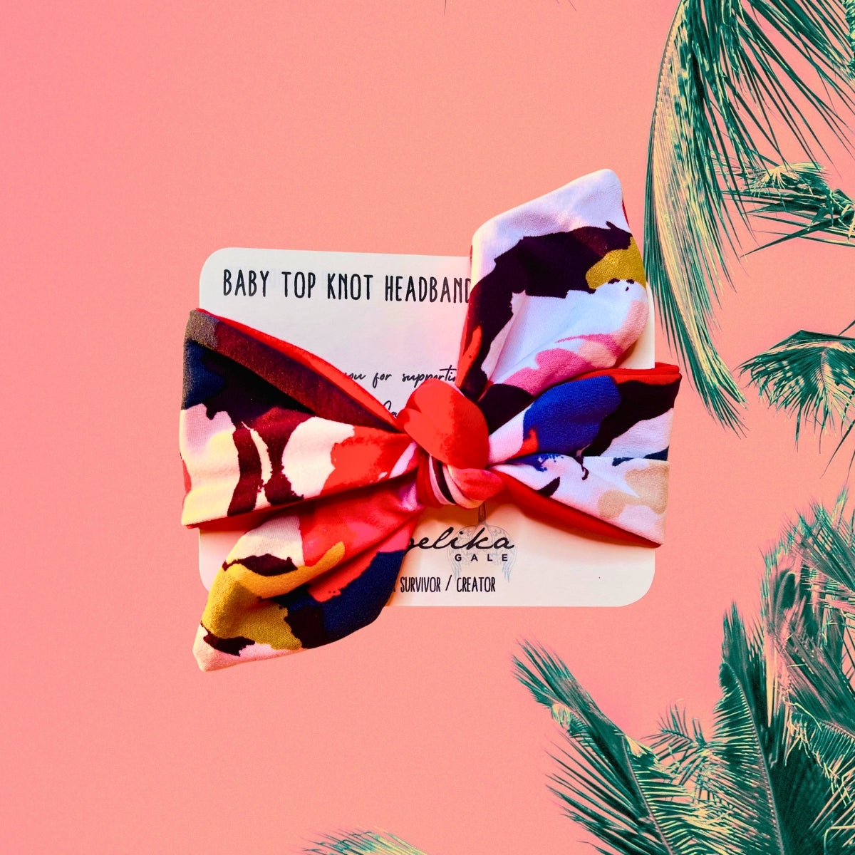 Pink Warrior Baby Top Knot Headband | by Angelika Gale (Cancer Survivor)