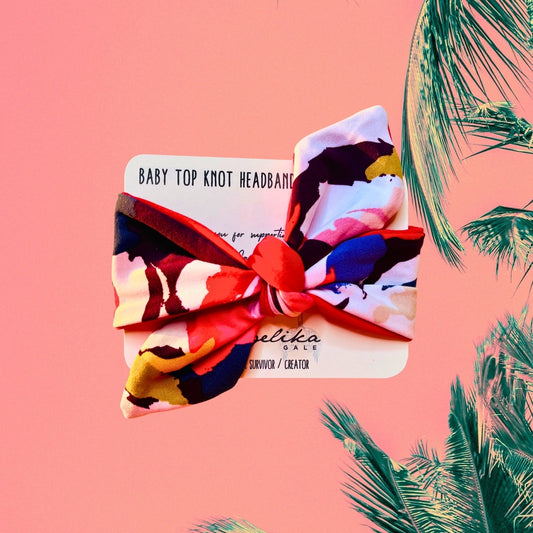 Pink Warrior Baby Top Knot Headband | by Angelika Gale (Cancer Survivor)