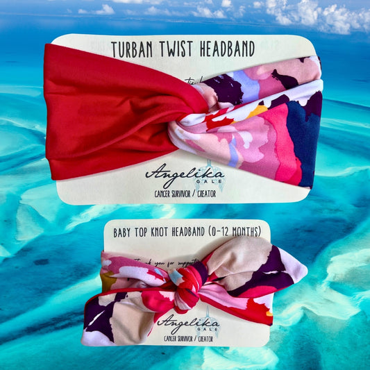 Pink Warrior - Mama + Me Headband Set - Soft Jersey Top Knot for Baby & Adult | Gift-Ready + Gives Back