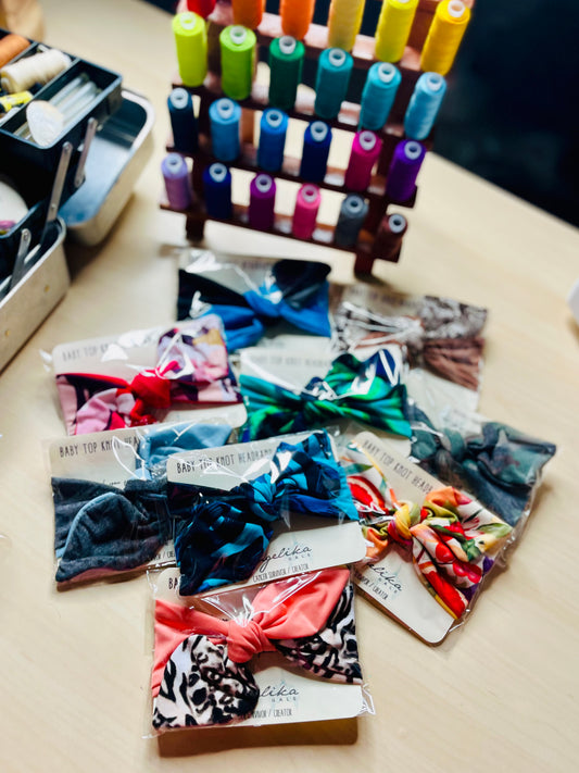 10-Piece Wholesale Bundle - Baby Top Knot Headbands - by Angelika Gale (Cancer Survivor)