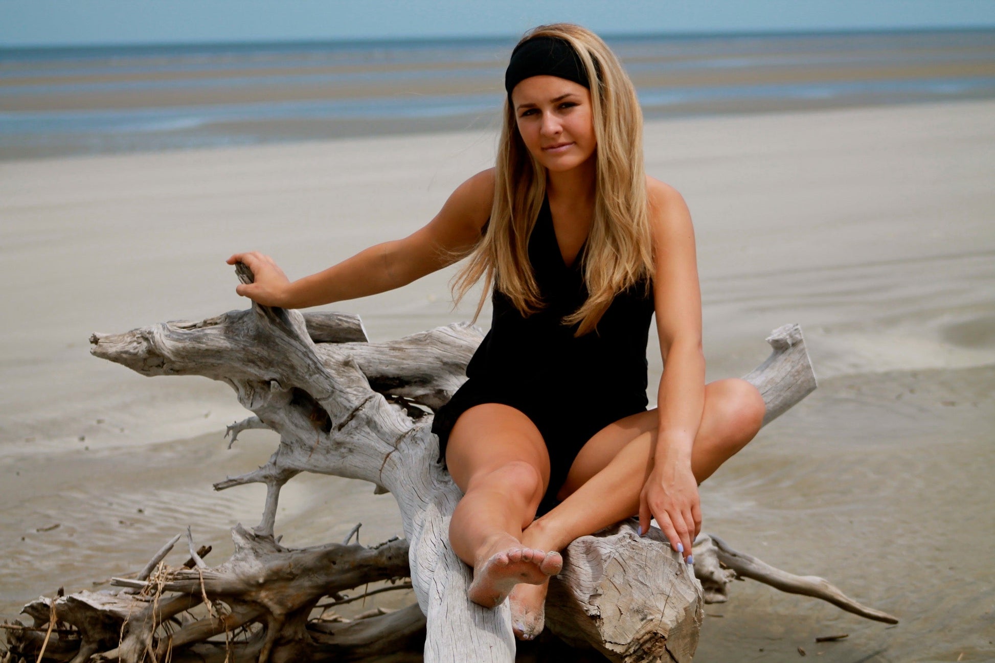 Carpe Diem Black Simple Stretch Headband | by Angelika Gale