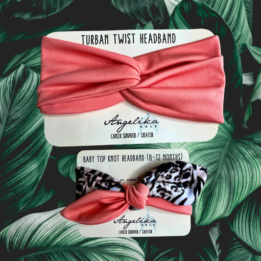 Untamed Coralista - Mama + Me Headband Set - Soft Jersey Top Knot for Baby & Adult | Gift-Ready + Gives Back