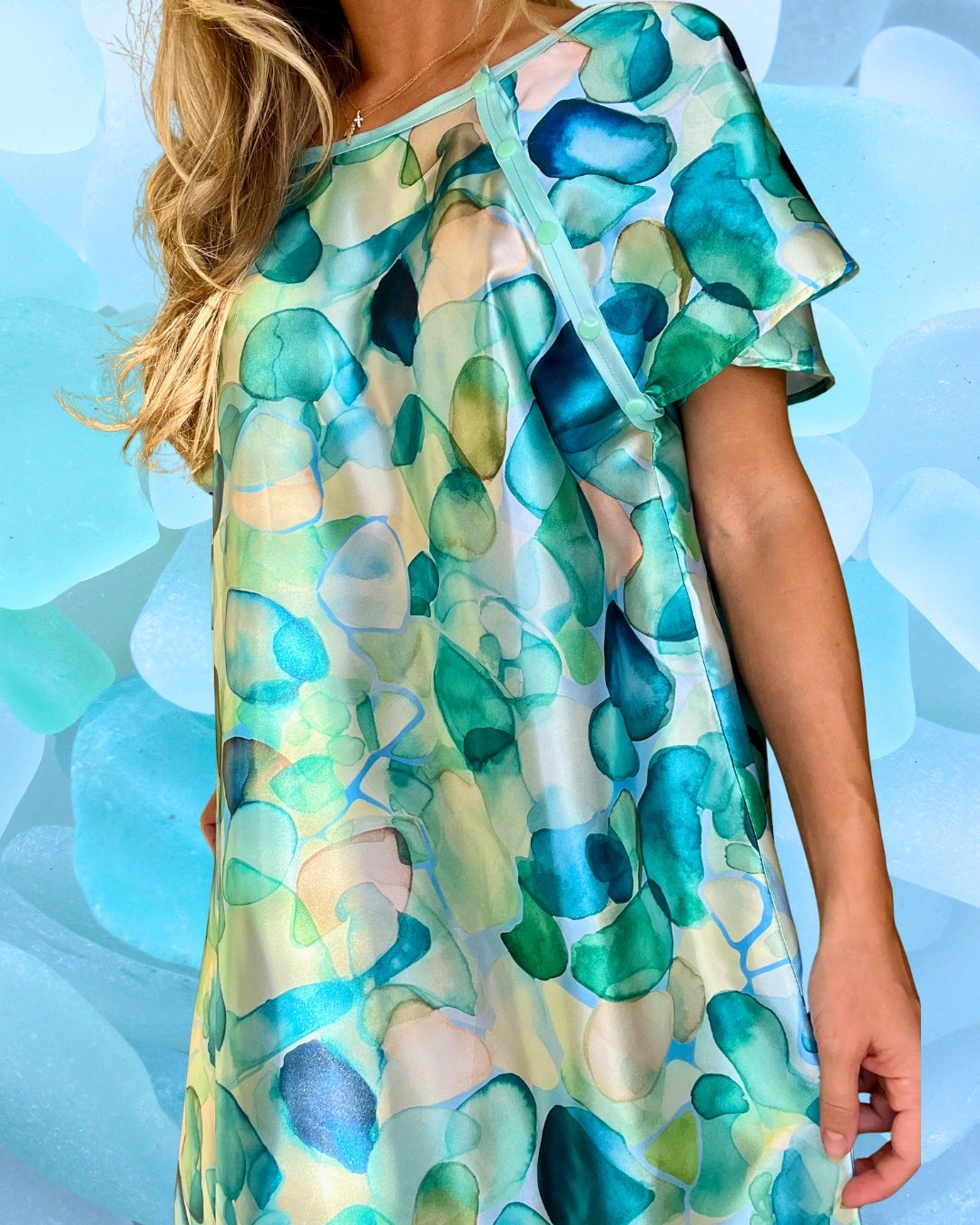 Sea Glass Strength Hospital Gown by Angelika Gale (Cancer Survivor)