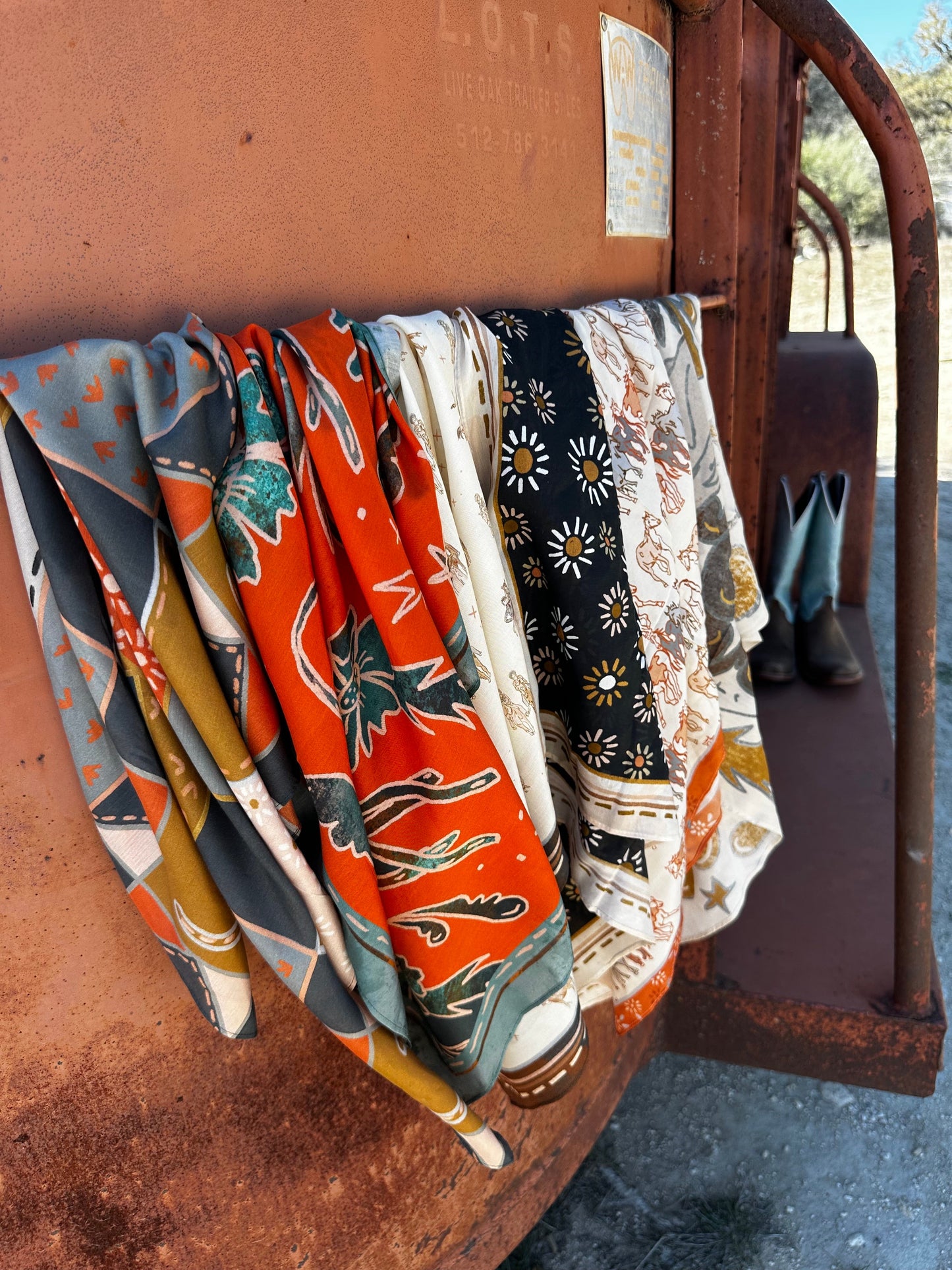 Frontier Bound Geo Patchwork Silk Scarf