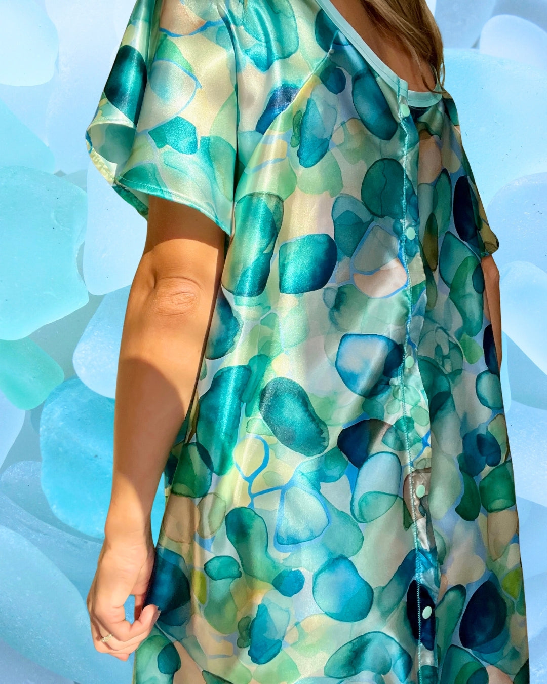 Sea Glass Strength Hospital Gown by Angelika Gale (Cancer Survivor)