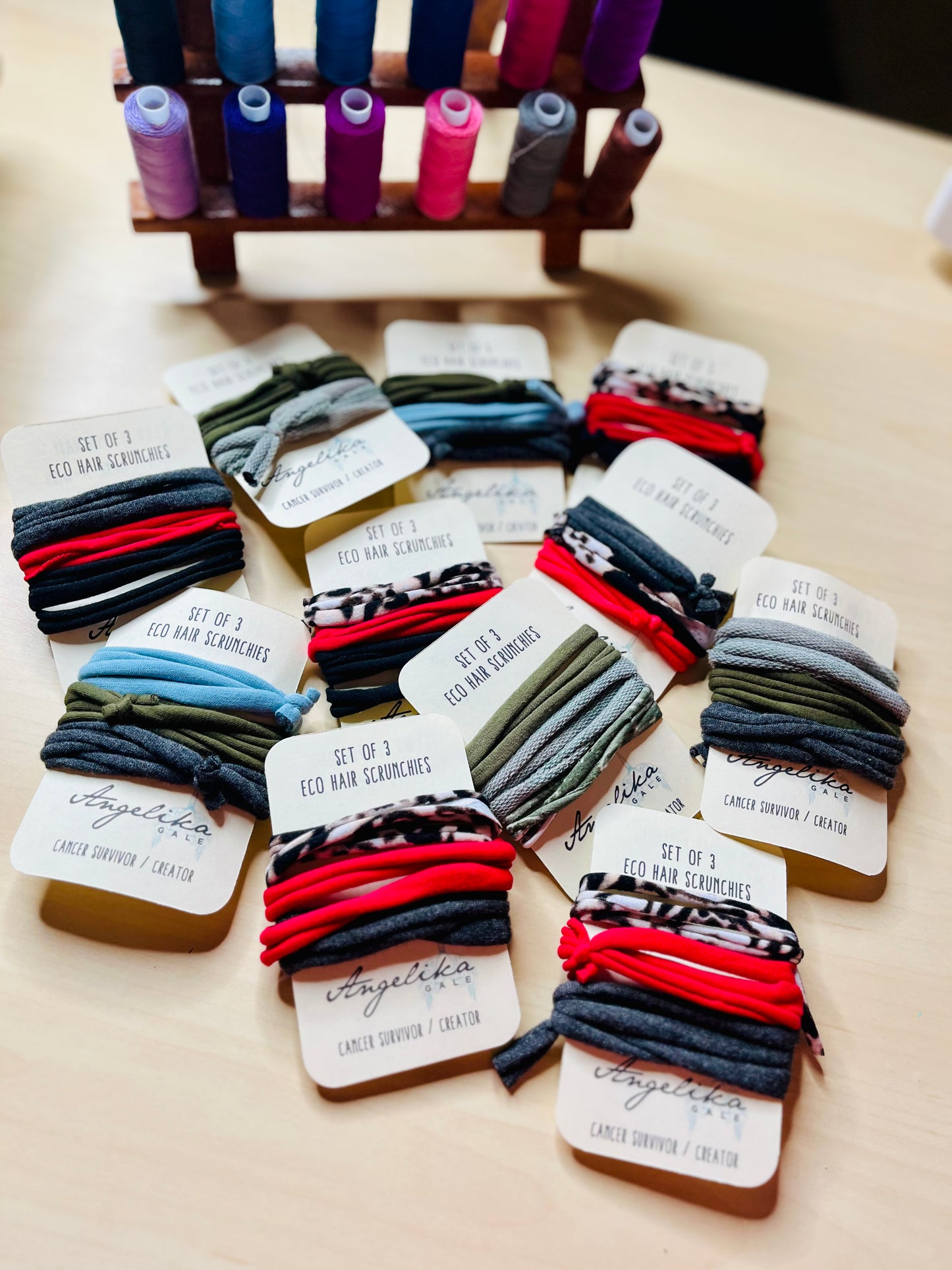 10-Packs Wholesale Bundle of Eco Hair Scrunchies - by Angelika Gale (Cancer Survivor)