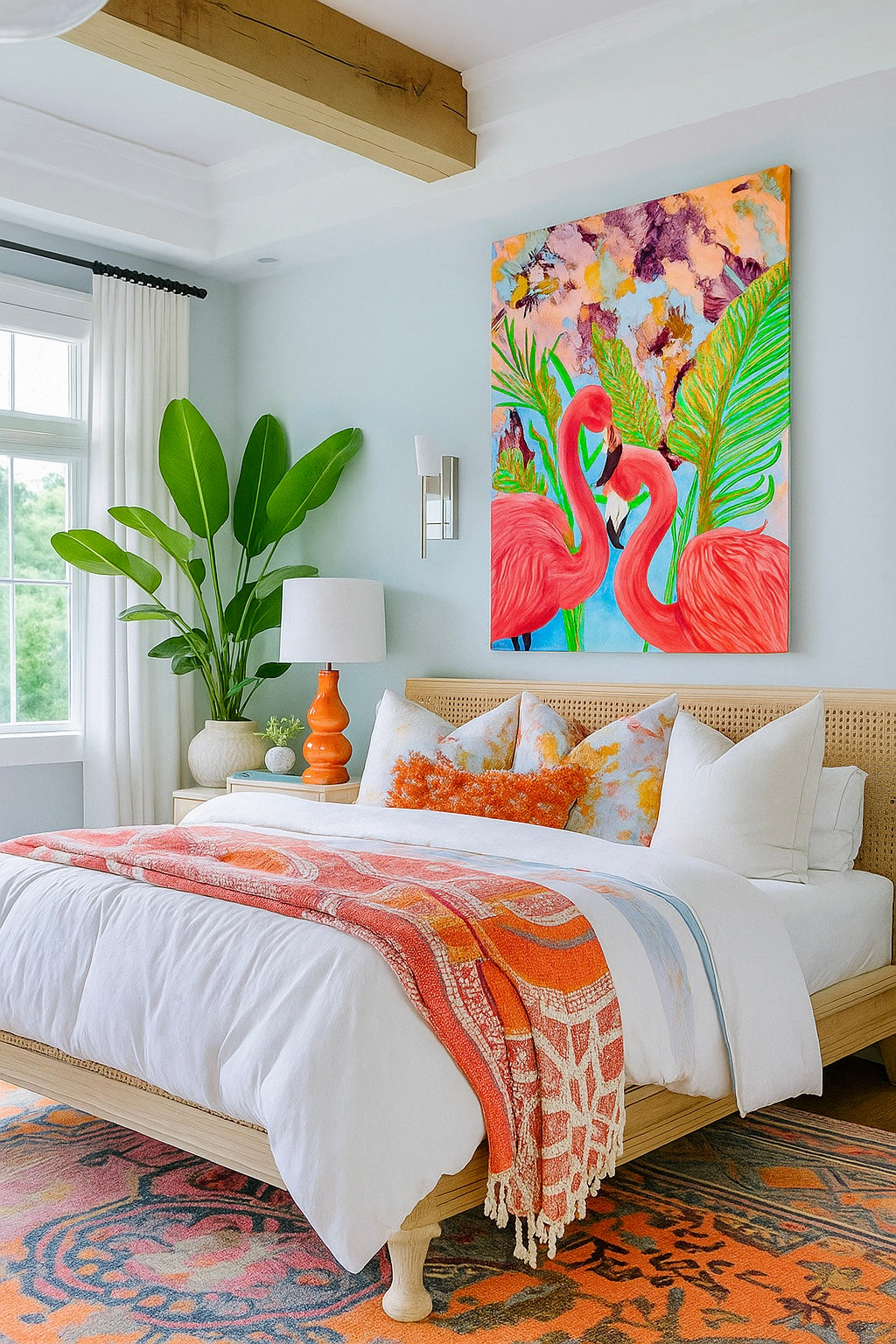 Paradise in Pink - Flamingo Wall Art Print - Bold Coastal Decor - by Angelika Gale