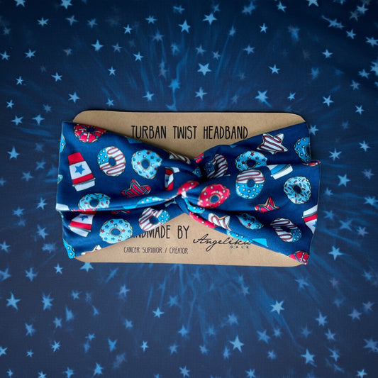 LIMITED EDITION 4th of July Sweet Treats - Turban Twist Headband - by Angelika Gale (Cancer Survivor)