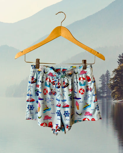 Nautical Dreams Satin Pajamas Shorts Set by Angelika Gale (Cancer Survivor)