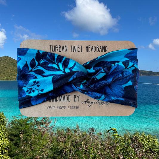 Caribbean Blue Turban Twist Headband