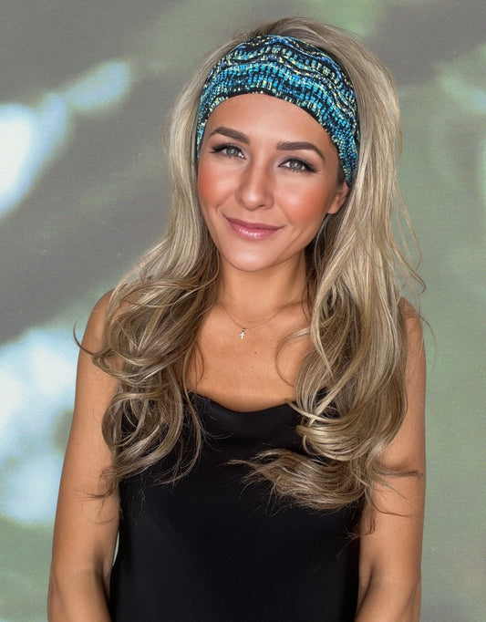 Celestial Tide - Blue Simple Stretch Headband - by Angelika Gale (Cancer Survivor)