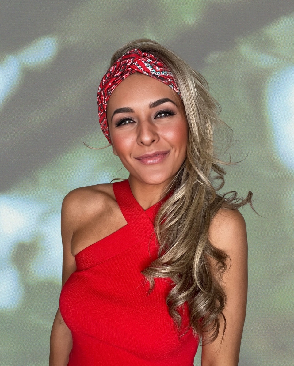 Crimson Courage - Turban Twist Headband - by Angelika Gale (Cancer Survivor)