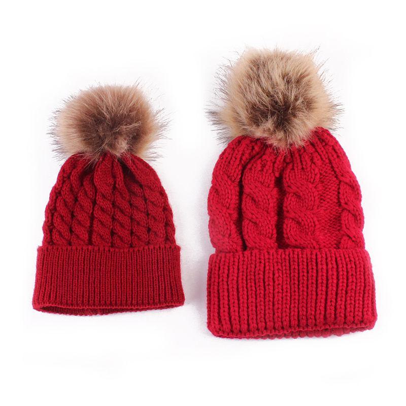 Winter Beanie Fur Pom Hat Set