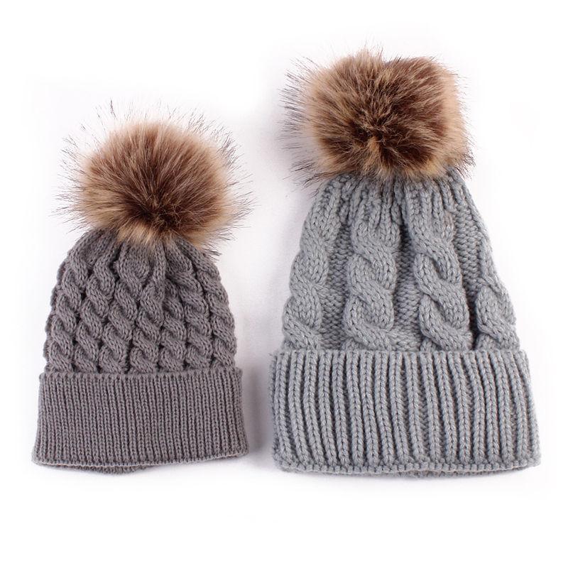 Winter Beanie Fur Pom Hat Set