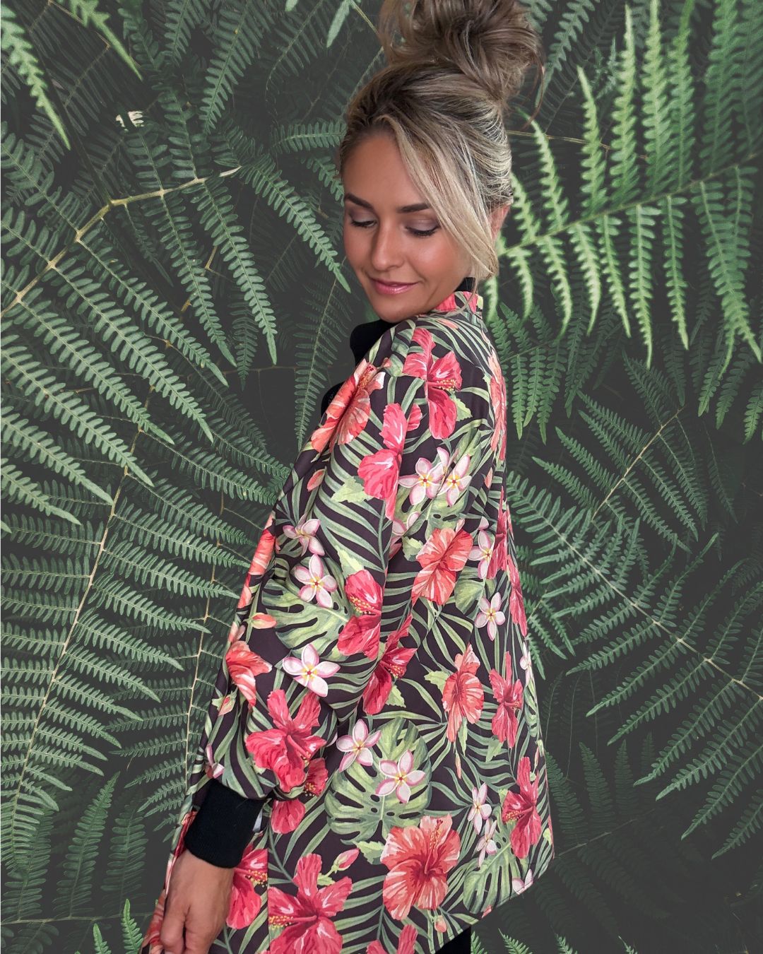 Hibiscus Escape Statement Scrub Jacket for Nurses and Healthcare Providers by Angelika Gale (Cancer Survivor)