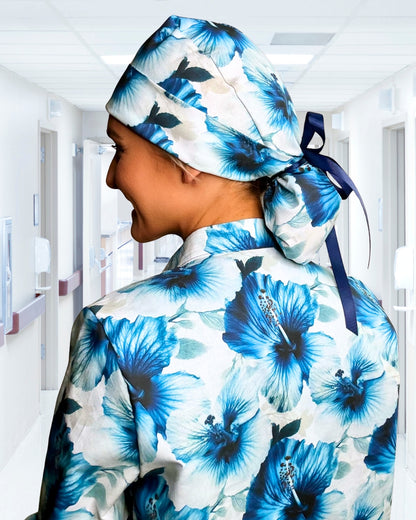Blue Hibiscus Pop Scrub Cap