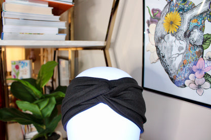 Carpe Diem - Black Turban Twist Headband - by Angelika Gale (Cancer Survivor)
