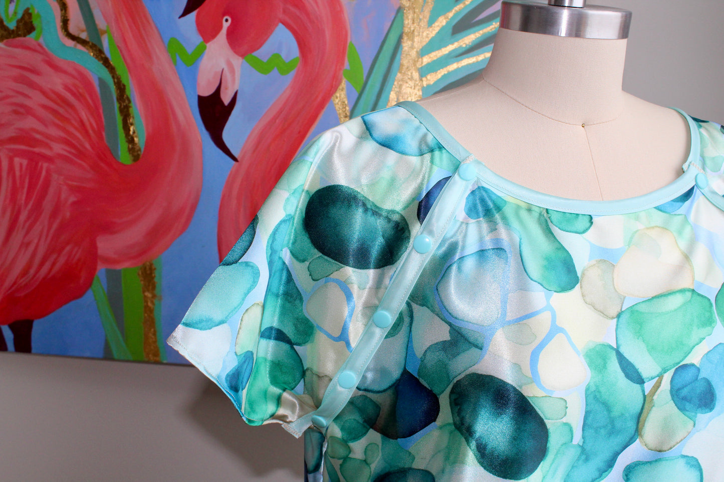 Sea Glass Strength Hospital Gown  by Angelika Gale (Cancer Survivor)