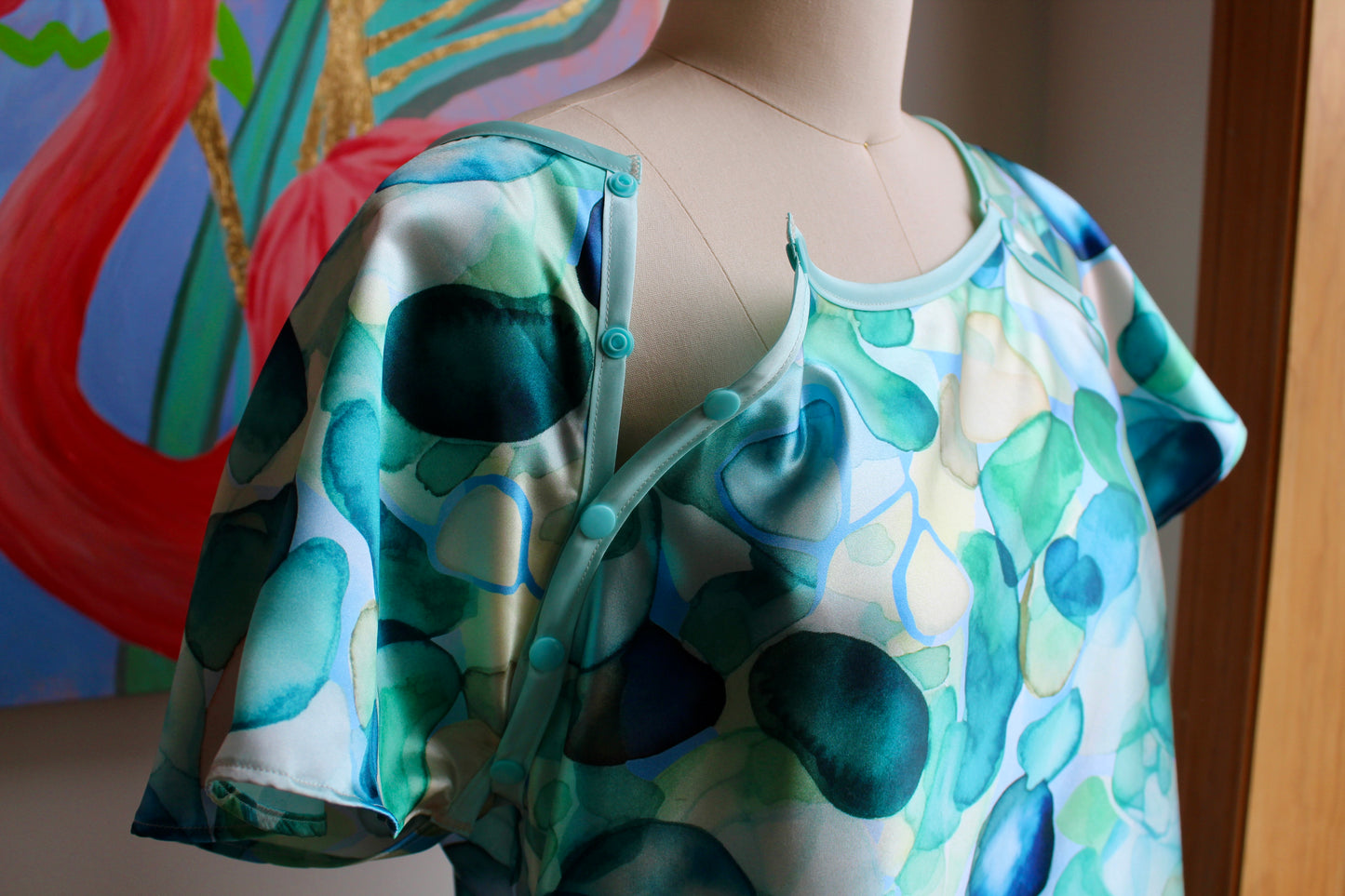 Sea Glass Strength Hospital Gown  by Angelika Gale (Cancer Survivor)