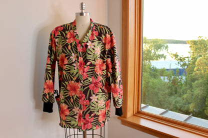 Hibiscus Escape Statement Scrub Jacket for Nurses and Healthcare Providers by Angelika Gale (Cancer Survivor)