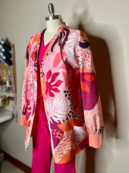 Pink Papaya Statement Scrub Jacket for Nurses and Healthcare Providers by Angelika Gale (Cancer Survivor)