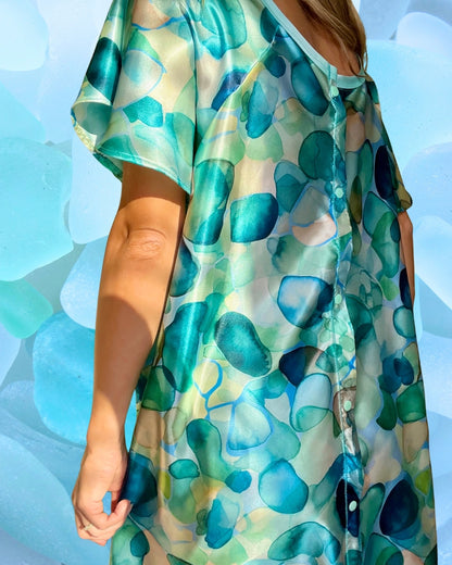 Sea Glass Strength Hospital Gown  by Angelika Gale (Cancer Survivor)