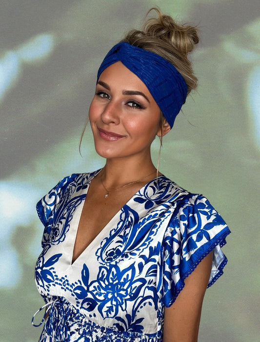 Wish Upon Blue - Turban Twist Headband - by Angelika Gale (Cancer Survivor)