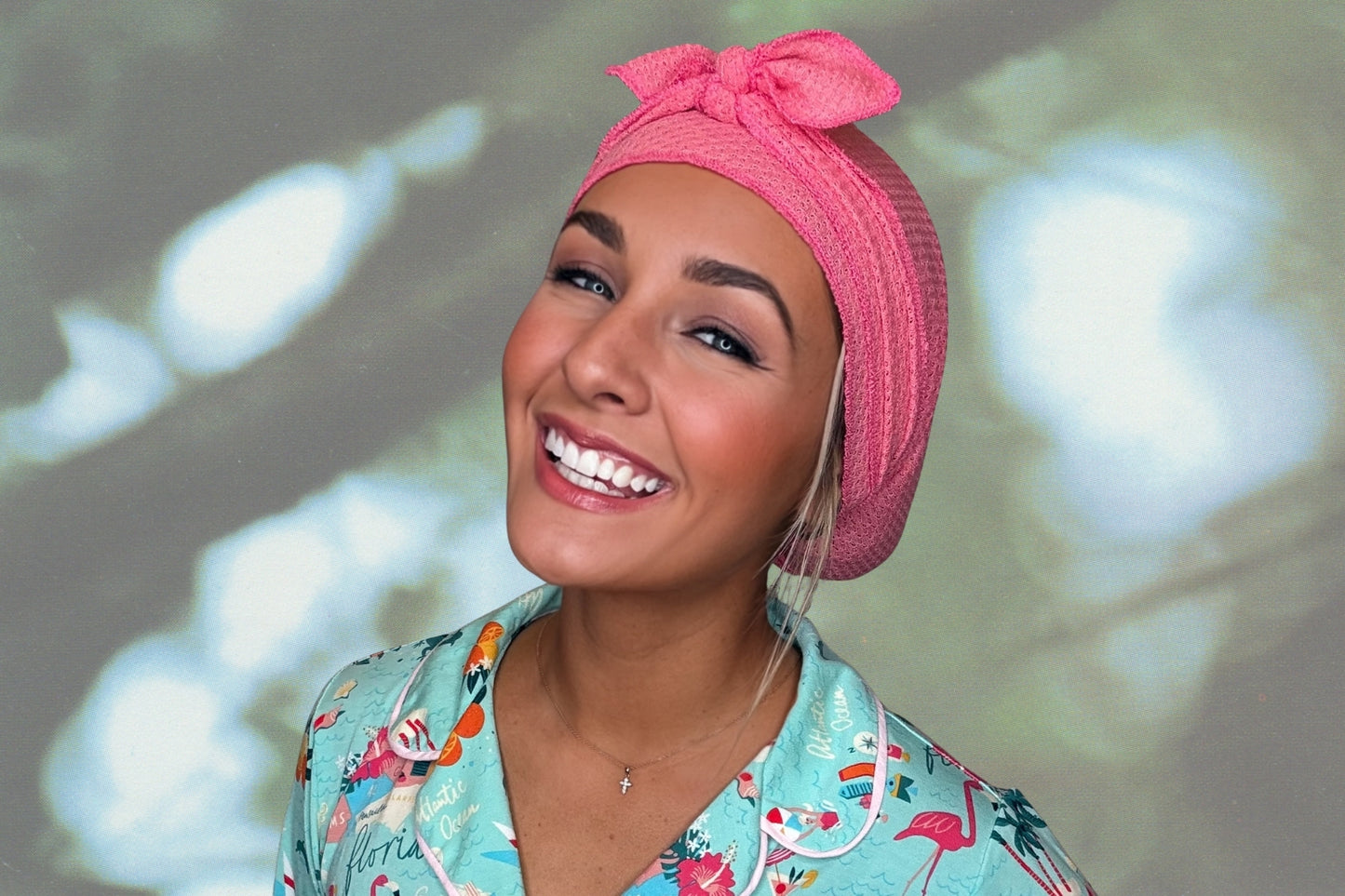 Pink Flamingo Dreams - Wrapped in Strength Head Scarf by Angelika Gale (Cancer Survivor)