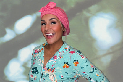 Pink Flamingo Dreams - Wrapped in Strength Head Scarf by Angelika Gale (Cancer Survivor)