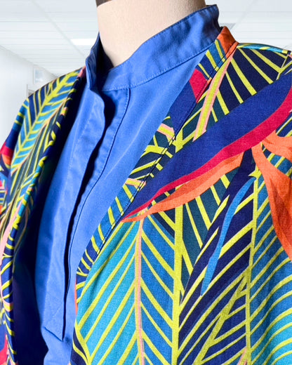 Rainforest Radiance - Collarless Tropical Scrub Jacket