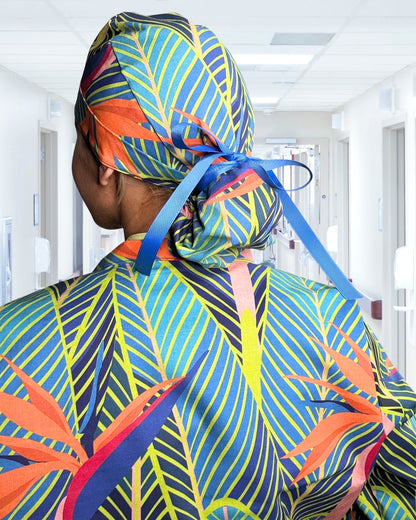 Rainforest Radiance - Mandarin Collar Tropical Scrub Jacket