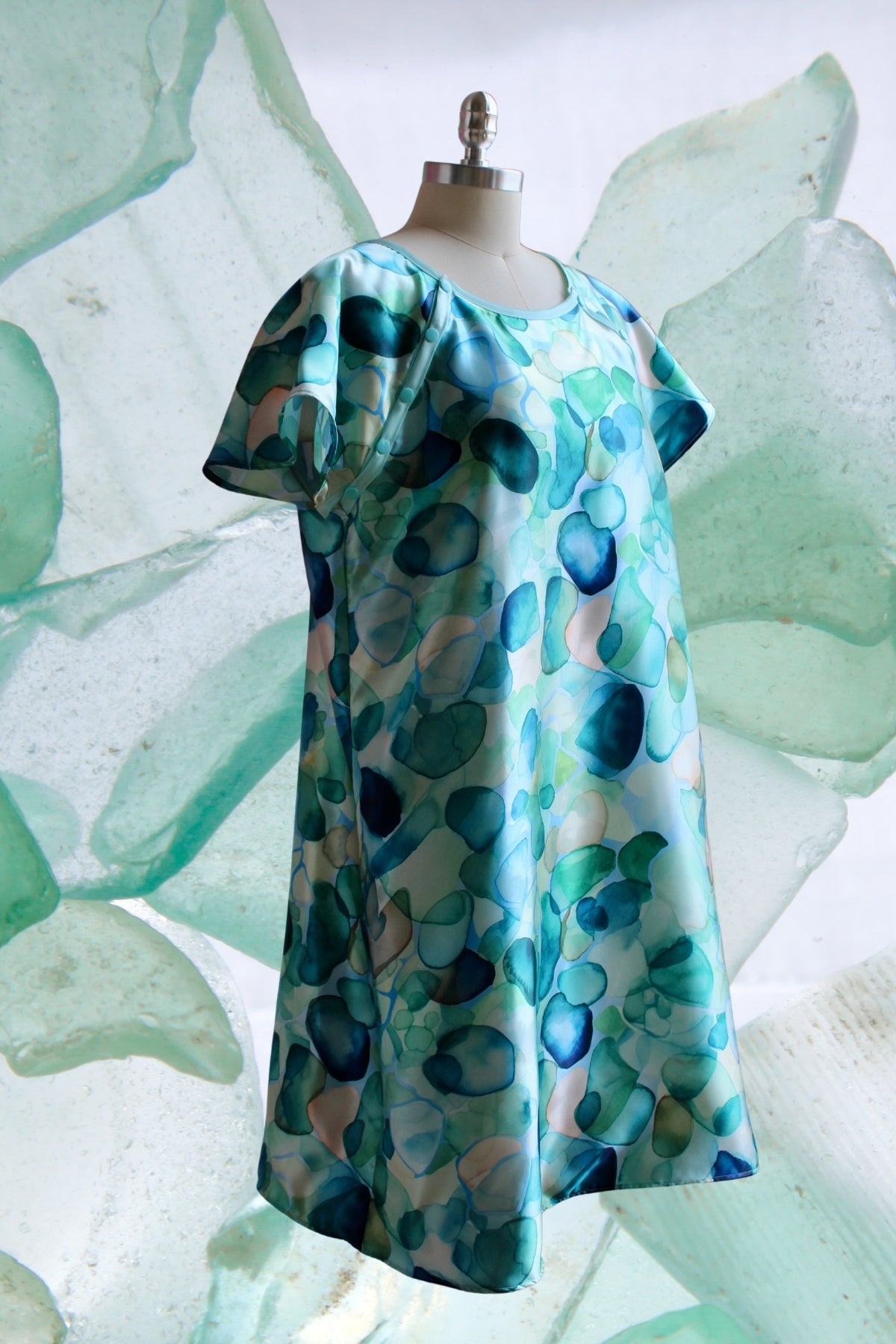 Sea Glass Strength Hospital Gown  by Angelika Gale (Cancer Survivor)