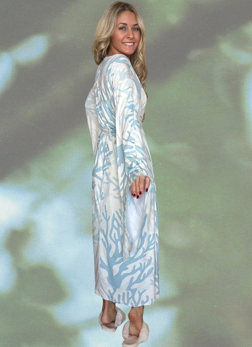 Sea of Coral Kimono | Soft Jersey Coastal Loungewear by Angelika Gale (Cancer Survivor)