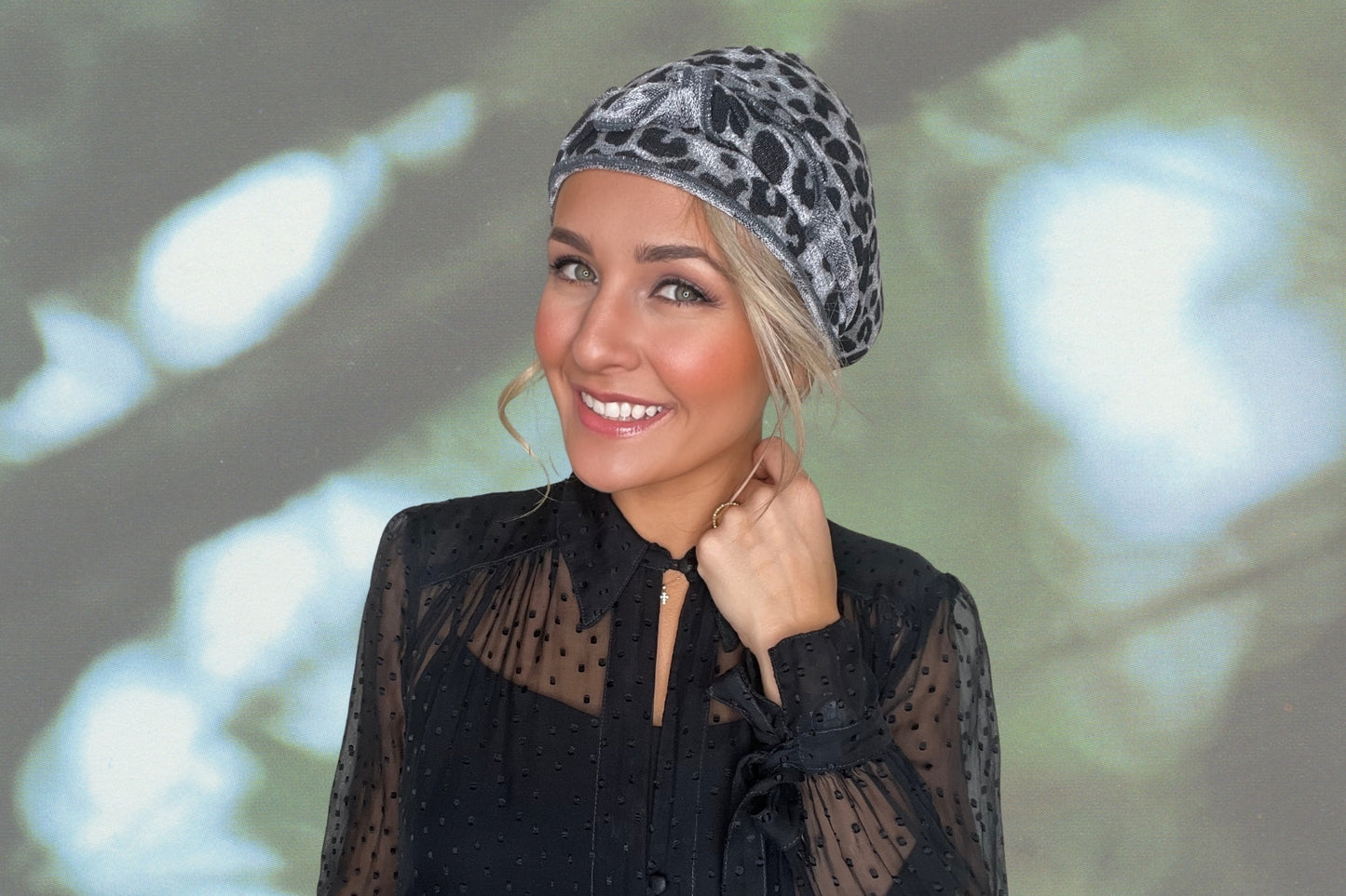 Snow Leopard - Wrapped in Strength Head Scarf by Angelika Gale (Cancer Survivor)