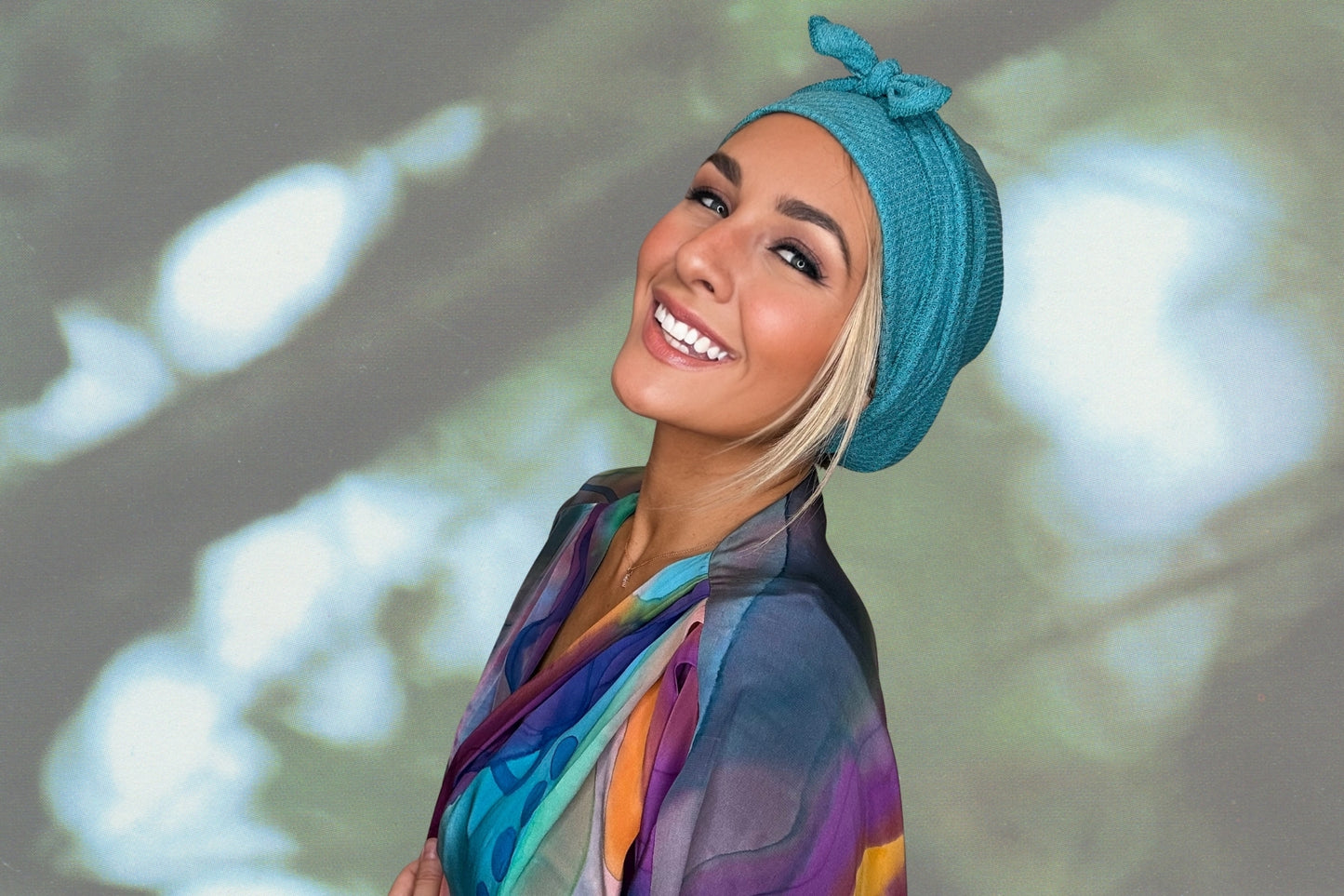 Teal Tranquility - Wrapped in Strength Head Scarf by Angelika Gale (Cancer Survivor)