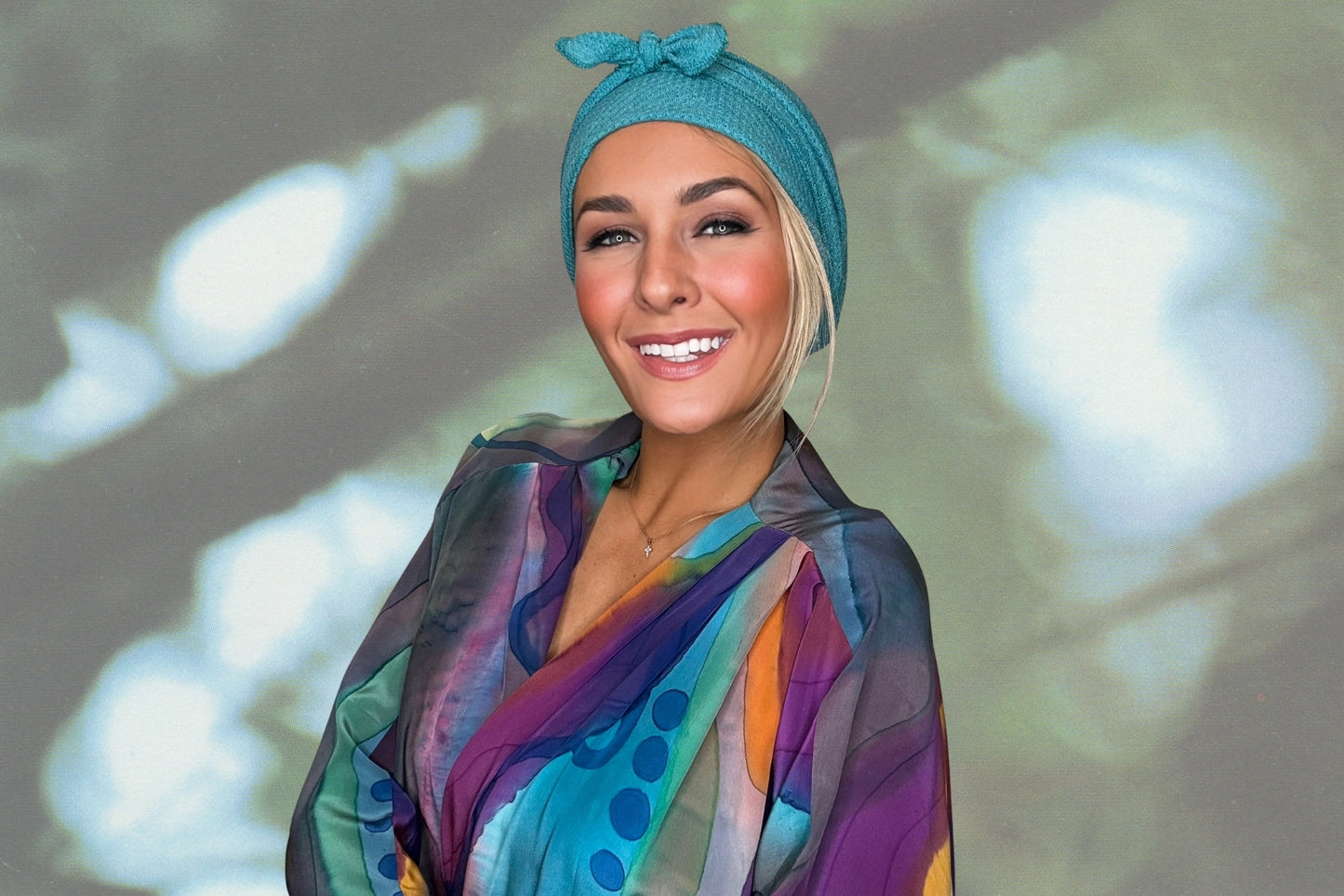 Teal Tranquility - Wrapped in Strength Head Scarf by Angelika Gale (Cancer Survivor)