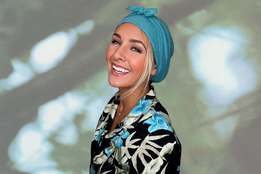 Teal Tranquility - Wrapped in Strength Head Scarf by Angelika Gale (Cancer Survivor)