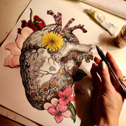 Heart of Gold | Anatomical Heart Print by Angelika Gale - Angelika Gale