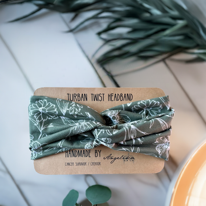 Botanical Green Turban Twist Headband