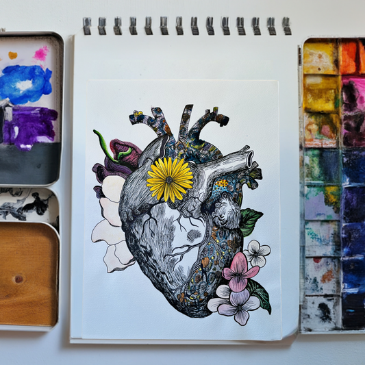 Heart of Gold | Anatomical Heart Print by Angelika Gale - Angelika Gale