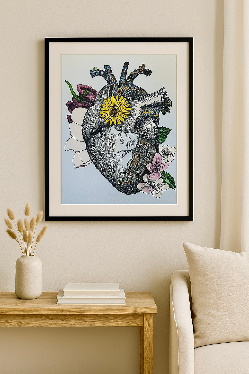 Heart of Gold - Abstract Anatomical Heart - Vibrant Wall Art by Angelika Gale