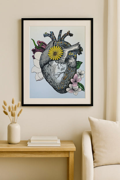 Heart of Gold - Abstract Anatomical Heart - Vibrant Wall Art by Angelika Gale