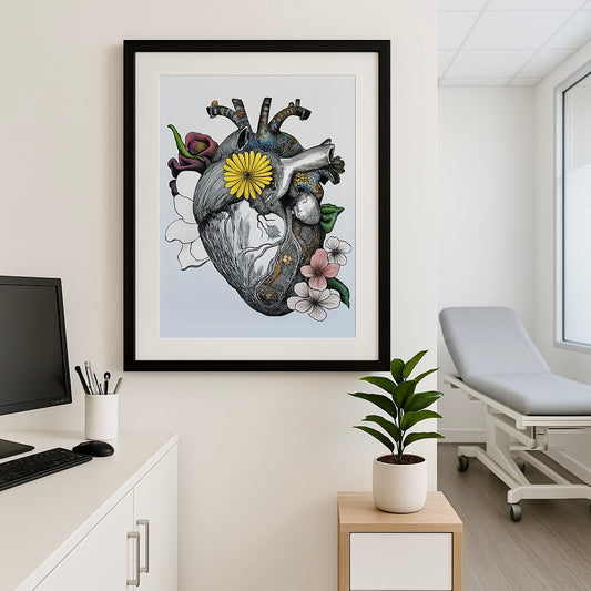 Heart of Gold - Abstract Anatomical Heart - Vibrant Wall Art by Angelika Gale