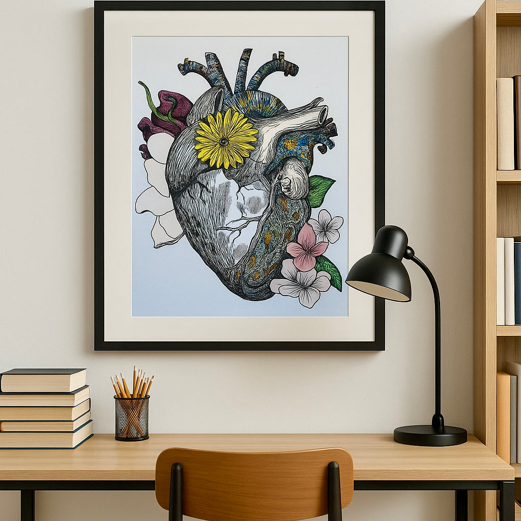Heart of Gold - Abstract Anatomical Heart - Vibrant Wall Art by Angelika Gale
